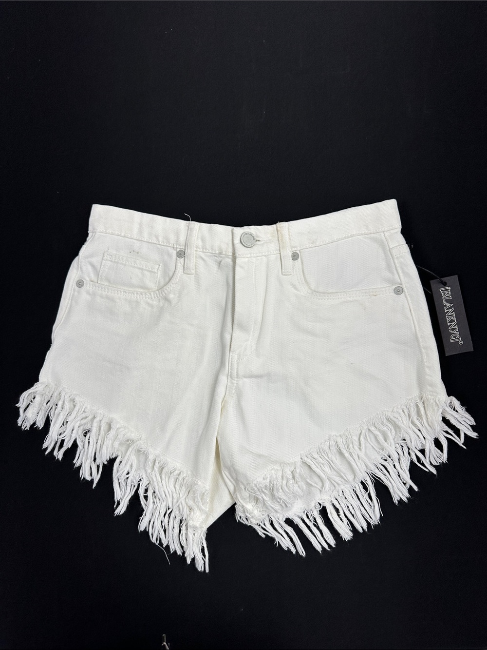 Blank NYC White Frayed Hem Denim Shorts - Women